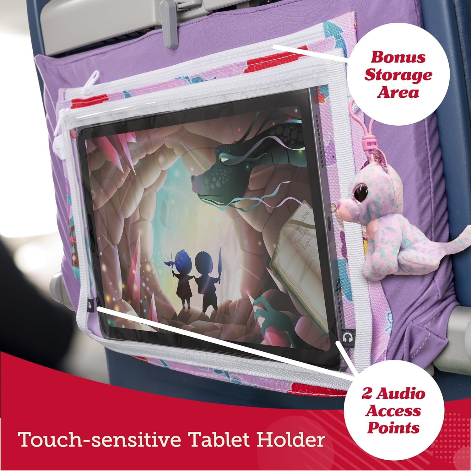 Lusso Gear Kids Airplane Tray Table Cover with Storage Pockets - Travel Essentials for Toddlers & Babies - Reusable Airplane Tray Cover for Flights, Trains & Cars - Perfect for Snacks, Toys & Activities (Mermaid Design) - Ideal for Long Flights, Road Trips & Family Travel