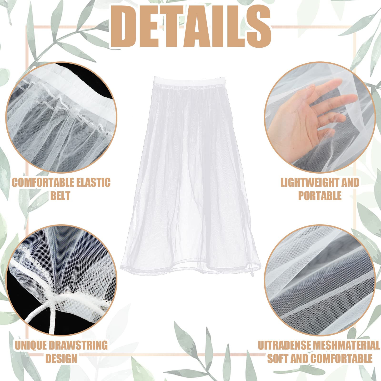 JenPen White Bridal Underskirt with Drawstring - Wedding Dress Petticoat for Brides | Perfect for Ball Gowns, A-Line Dresses & Formal Occasions