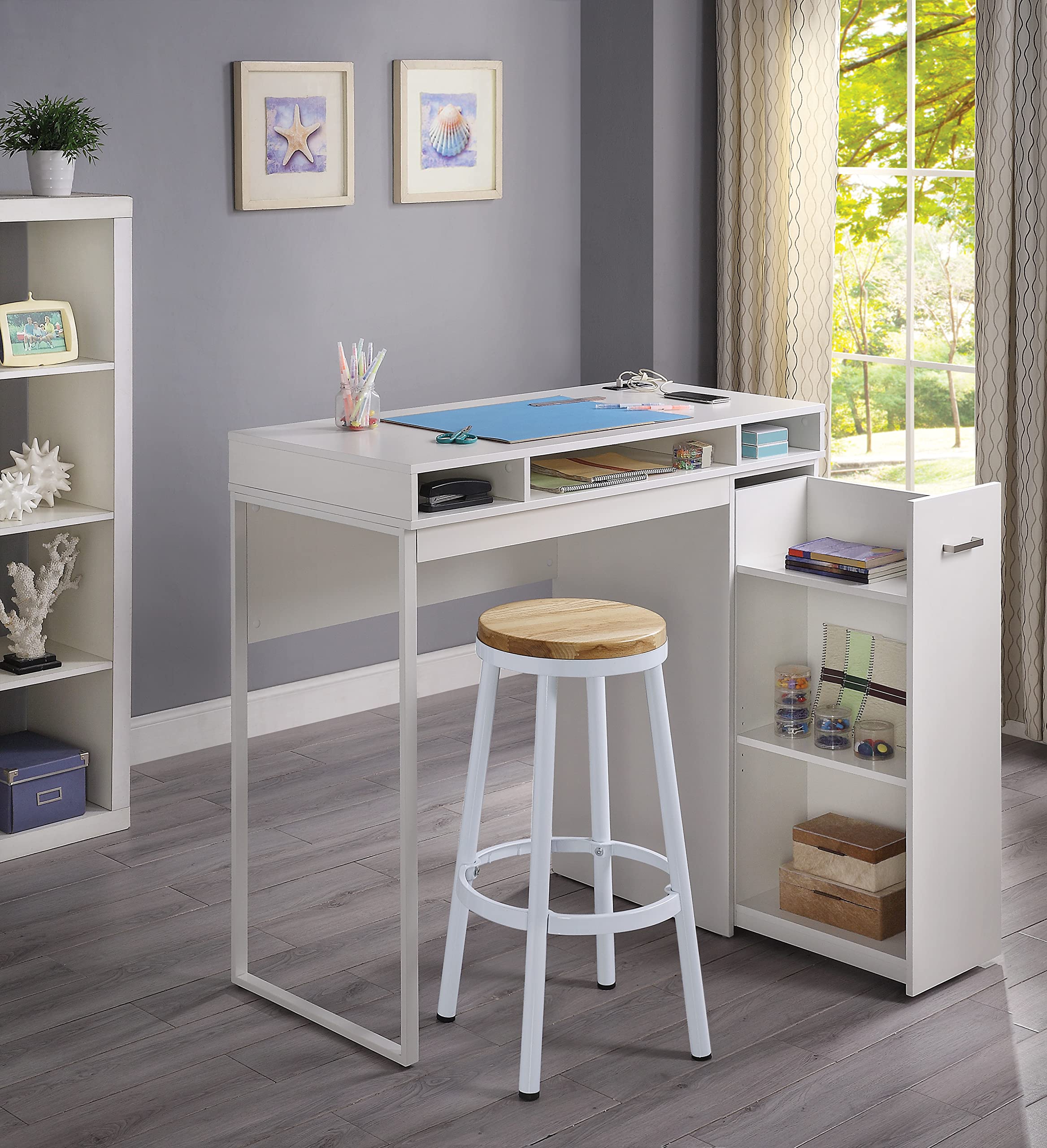 White Ravel Desk with Storage - Home Office & Study Furniture