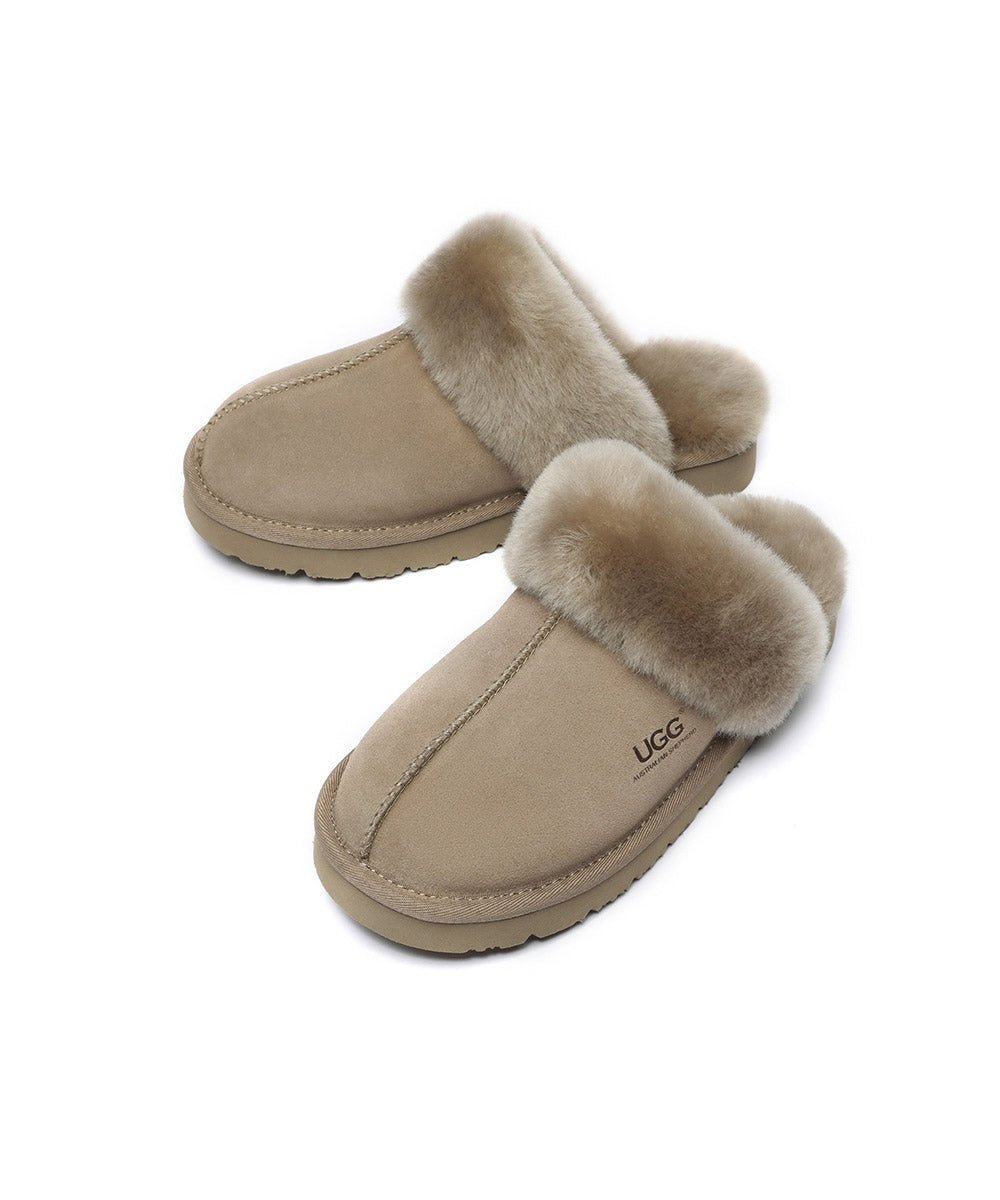 Women's UGG Fuzzy Summer Slippers - Cozy Indoor/Outdoor House Shoes with Soft Fleece Lining for Relaxing at Home, Lounging or Quick Errands
