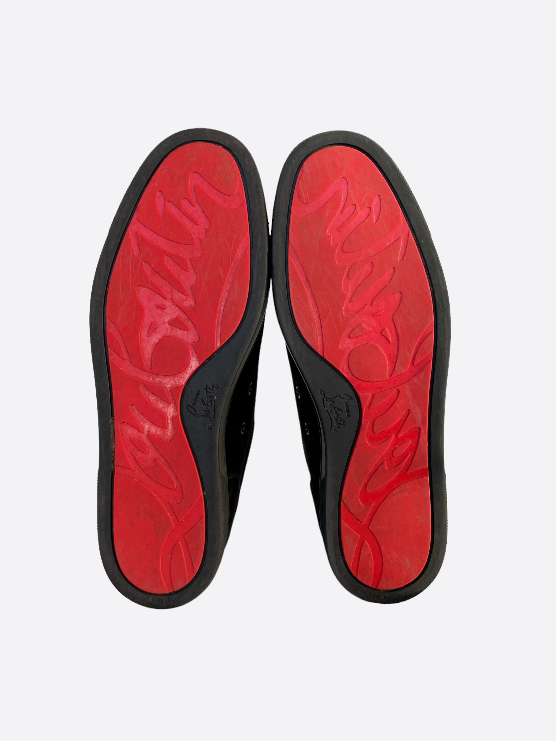 Christian Louboutin Black Velvet Spiked Low Top Sneakers for Women - Luxury Fashion Shoes for Casual Wear & Night Out