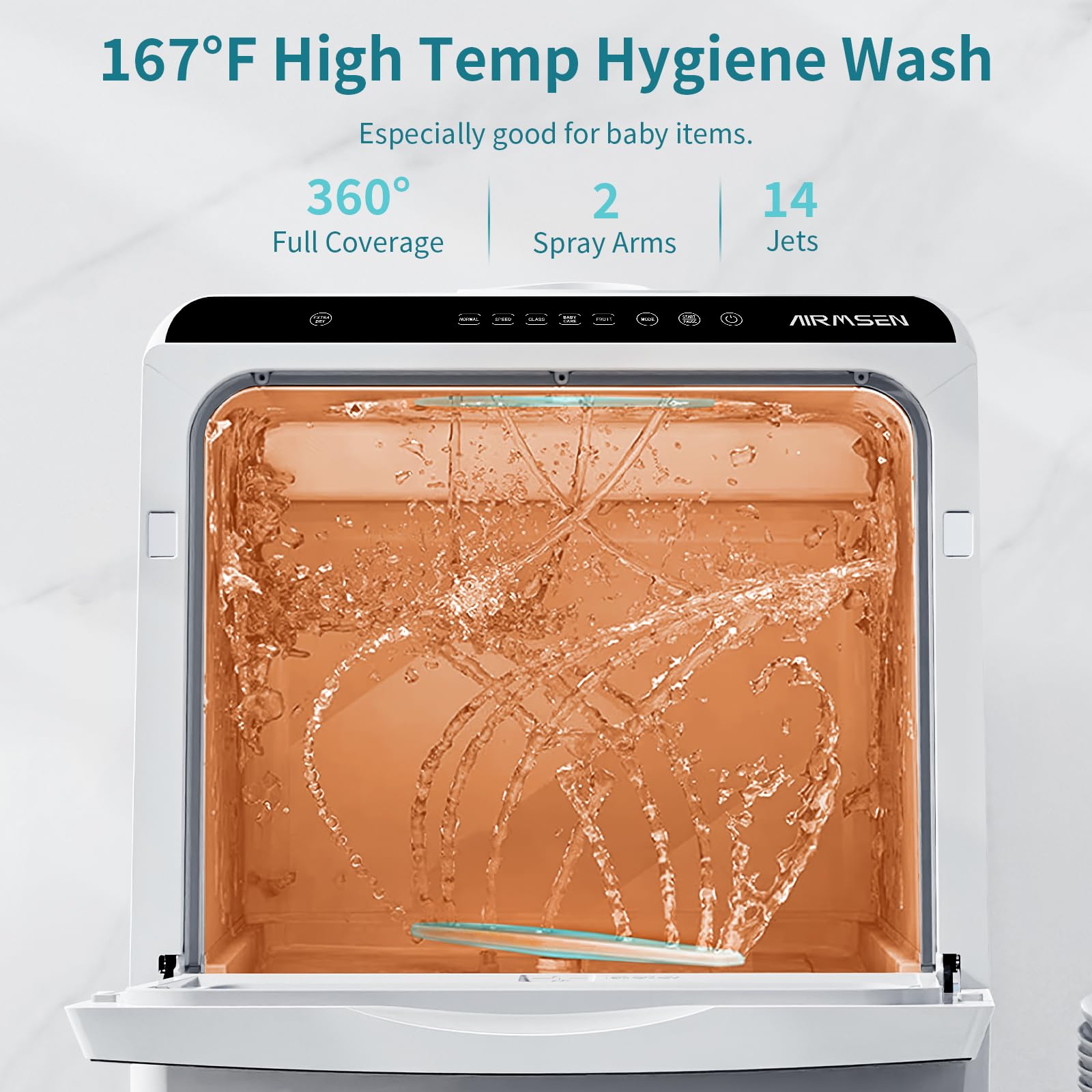 Portable Countertop Dishwasher - 5 Wash Programs, 5L Built-in Water Tank & Double-Layer Glass Door - No Plumbing Required for Home, Apartment, RV & Small Kitchen Use | Compact Dishwashing Solution for Dorms, Camping & Tiny Houses