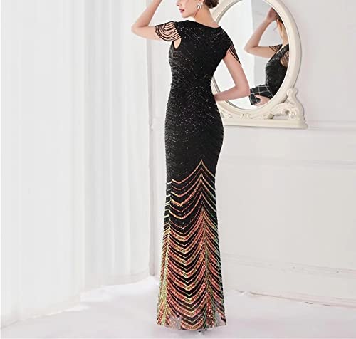 Mordarli Women's V Neck Sequin Prom Dress Formal Gown Long Evening Dress with Crystal Beading - Elegant Party Gown for Homecoming, Prom Night, Wedding & Special Occasions 2023