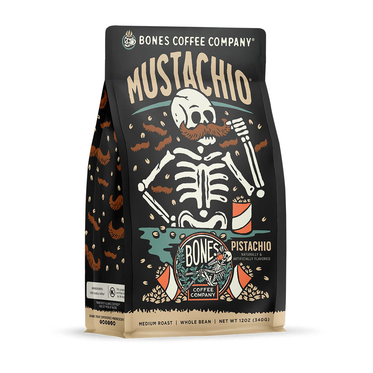 Mustachio 12oz Stainless Steel Insulated Tumbler - Keeps Drinks Hot/Cold for Hours - Perfect for Coffee, Tea, Water - Ideal for Office, Travel, Gym & Outdoor Activities