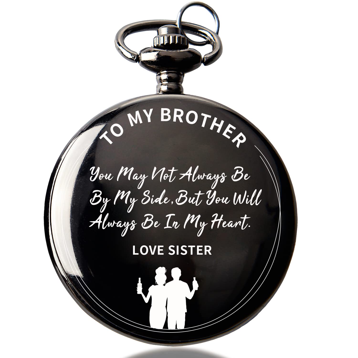 Brother Gifts from Sister - Engraved Pocket Watch for Men | Christmas, Birthday & Graduation Gifts for Adult Brother | Perfect for Formal Events, Vintage Collections & Sentimental Keepsakes
