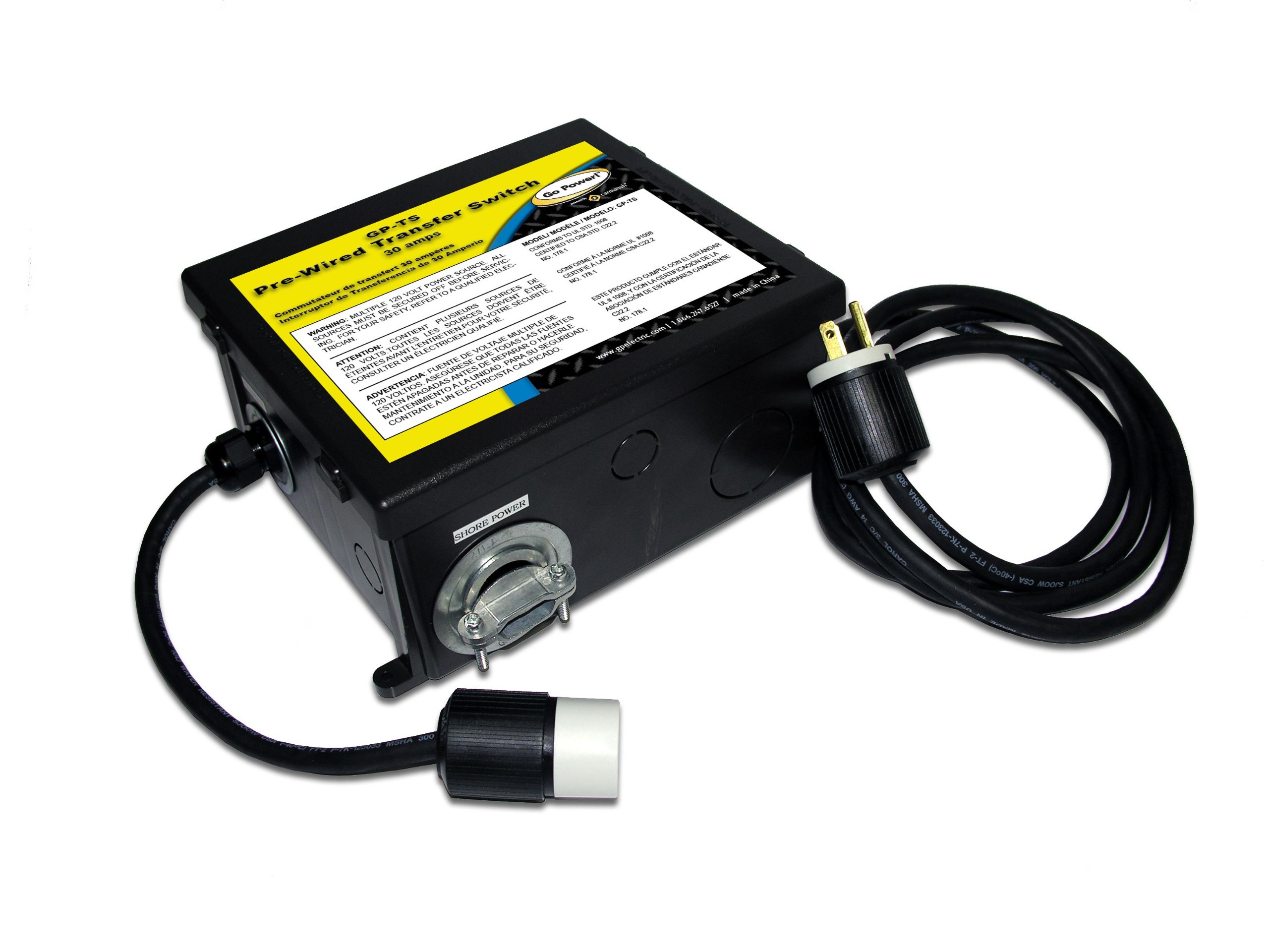 Go Power! GP-TS 30 Amp Prewired Transfer Switch for RV & Solar Power Systems - Quick Connect for Easy Generator Hookup - Ideal for Camping, Off-Grid Living & Emergency Backup Power