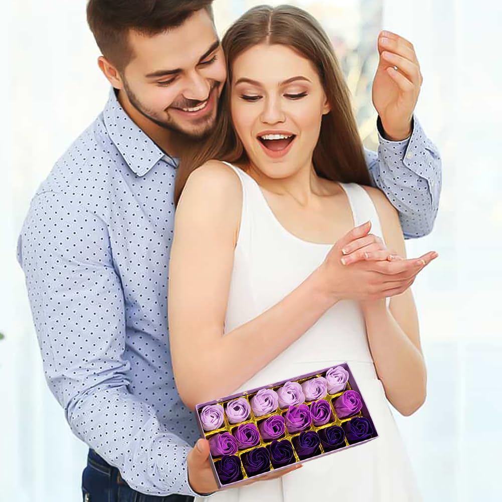 Valentine's Day Gift - Handmade Rose Soap Flower Basket with Fragrant Petals, Luxury Bath Soap Set in Elegant Box for Anniversary, Birthday, Mother's Day | Romantic Gift Idea for Her, Spa & Self-Care Relaxation