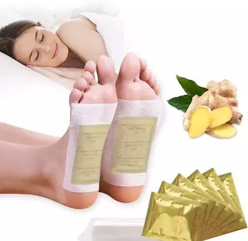 Organic Ginger Foot Detox Pads for Weight Loss & Body Cleansing - Toxin Removal Foot Patch (10 Pcs/5 Pairs) - Perfect for Spa Night, Post-Workout Recovery & Relaxation at Home