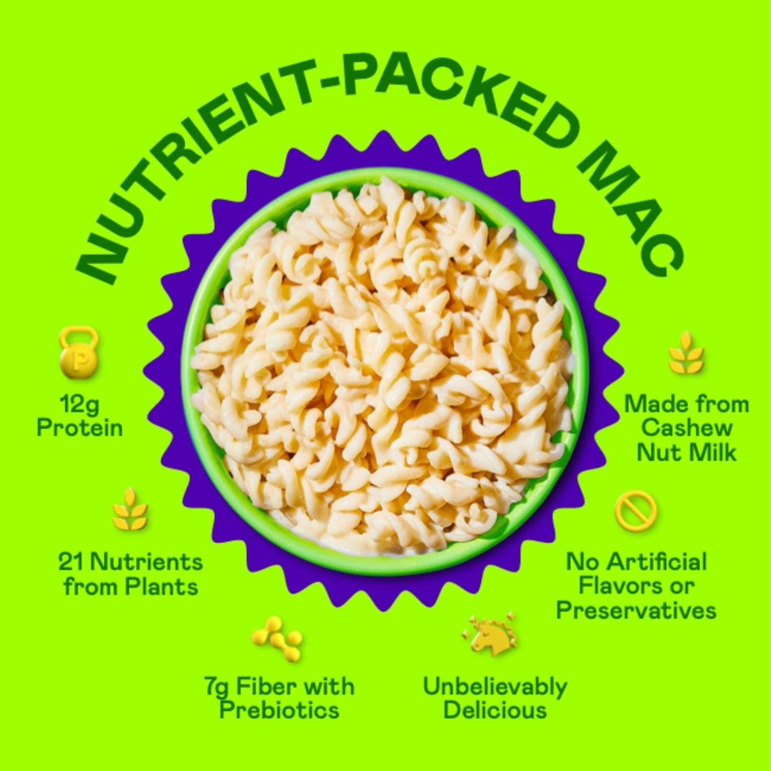 Goodles Vegan Is Believin’ Mac & Cheese 12-Pack (5.25oz Each) - High Protein (12g), Fiber (7g) with Prebiotics, 21 Essential Nutrients - Kosher & Clean Label Certified - Perfect for Quick Vegan Meals & Healthy Family Dinners
