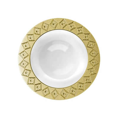 Elegant White and Gold Round Plastic Plates - Durable Disposable Dinnerware for Parties, Weddings, and Events | Imperial Brand