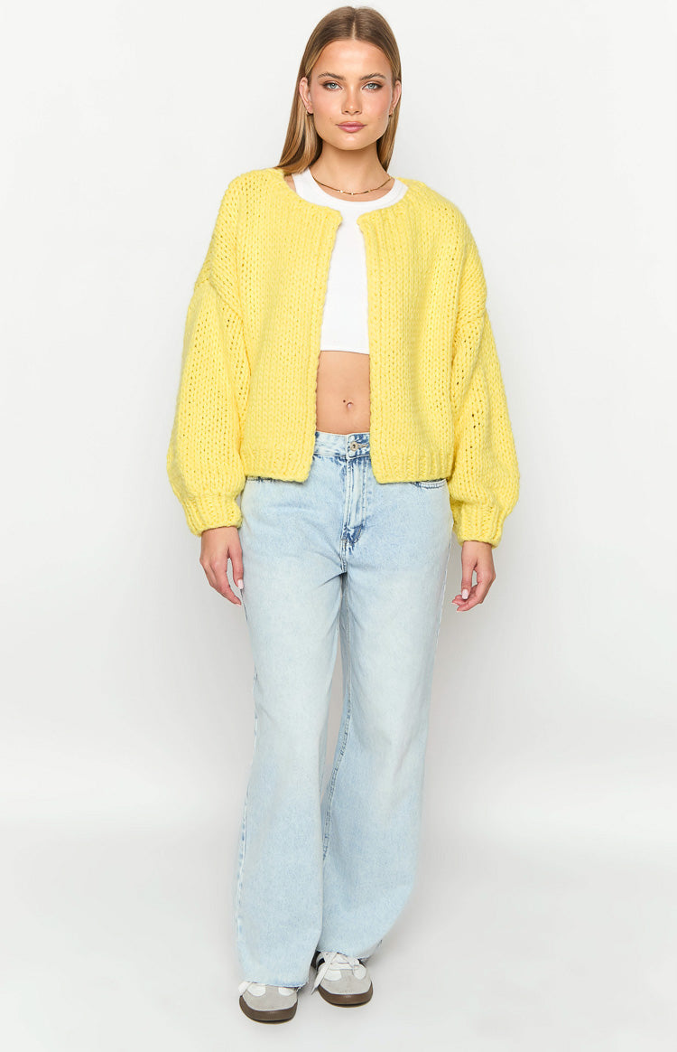 Stylish Yellow Knit Cardigan for Women - Cozy Fall & Winter Fashion - Perfect for Casual Outfits, Office Wear, and Coffee Dates