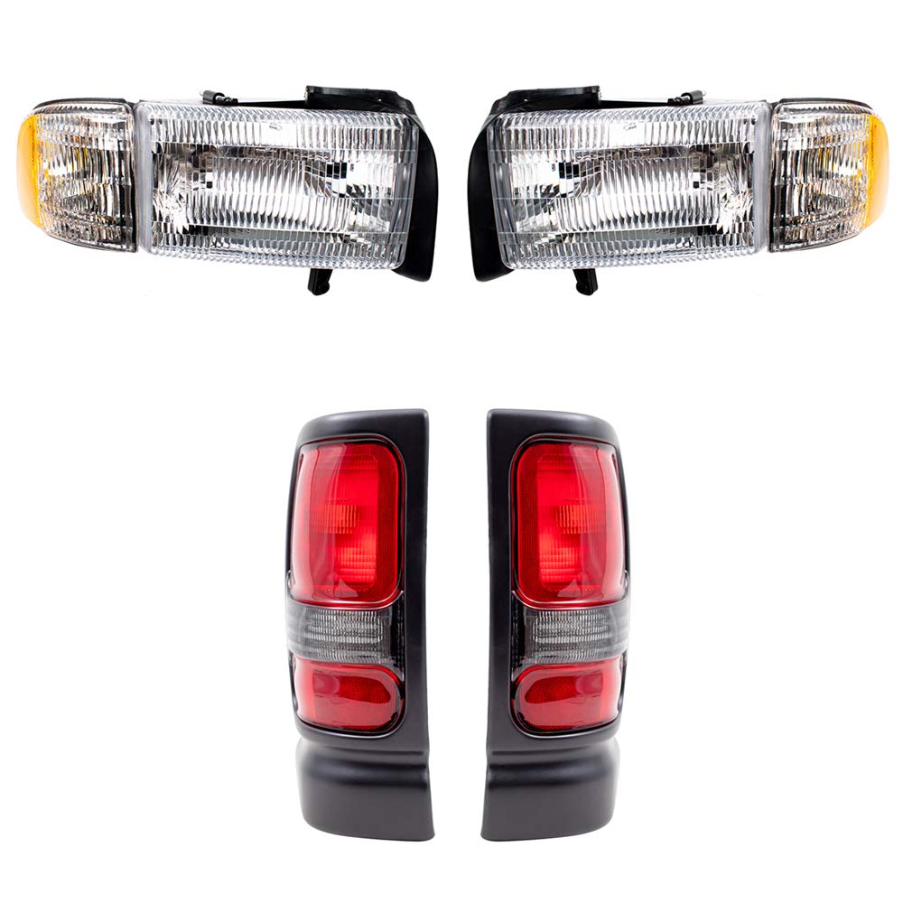 Brock Replacement Headlight Set with Corner Lamp & Smoked Tail Lights - Compatible with [Vehicle Model] - High Performance LED Lights for Night Driving & Off-Road Use