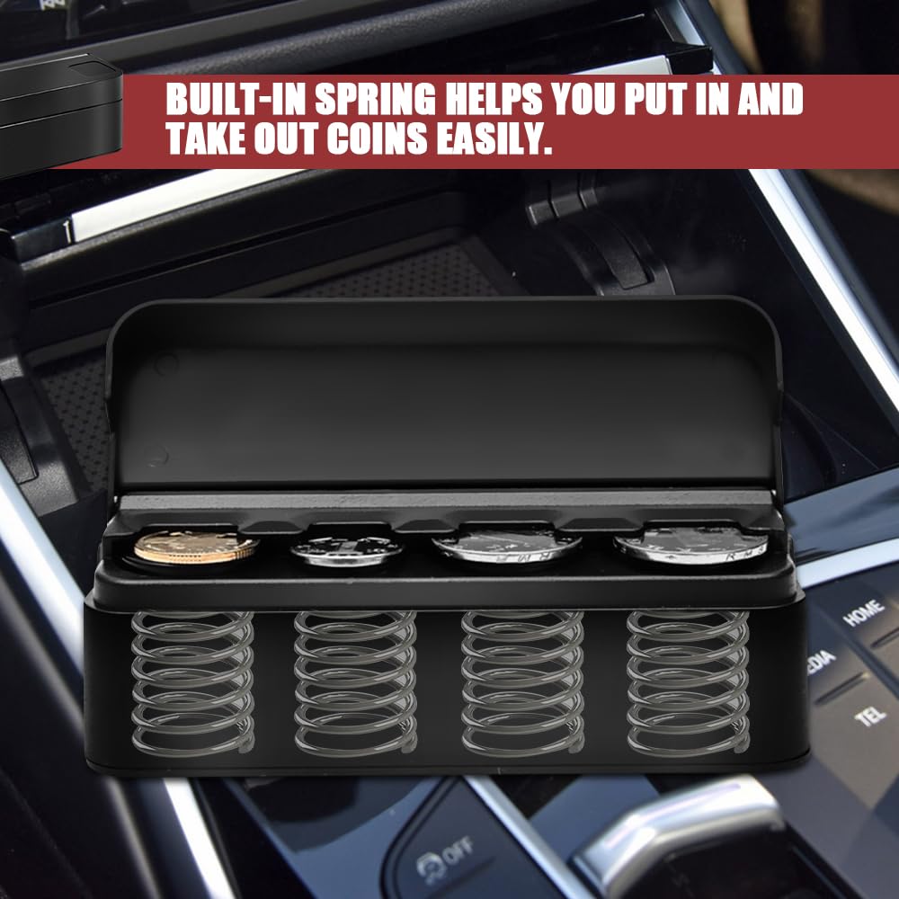 2PCS Universal Car Coin Holder - Portable Mini Change Storage Box with 4 Compartments for Quarters/Nickels/Dimes/Pennies - Perfect Organizer for Car, Truck & SUV - Keep Your Vehicle Neat & Tidy While Driving