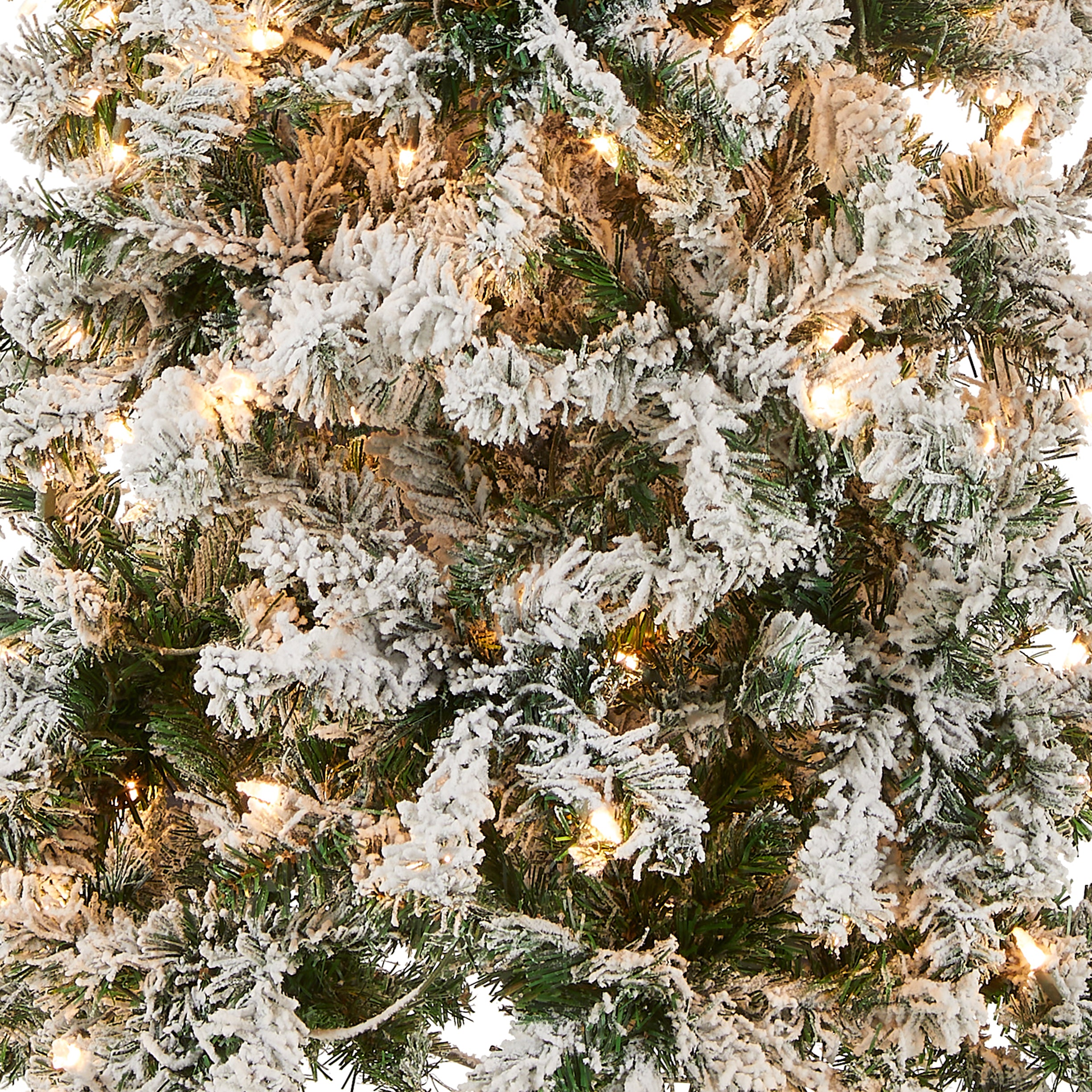 6 ft. Pre-Lit Acacia Medium Flocked Artificial Christmas Tree with Clear LED Lights - Perfect for Home, Office, and Holiday Decorations