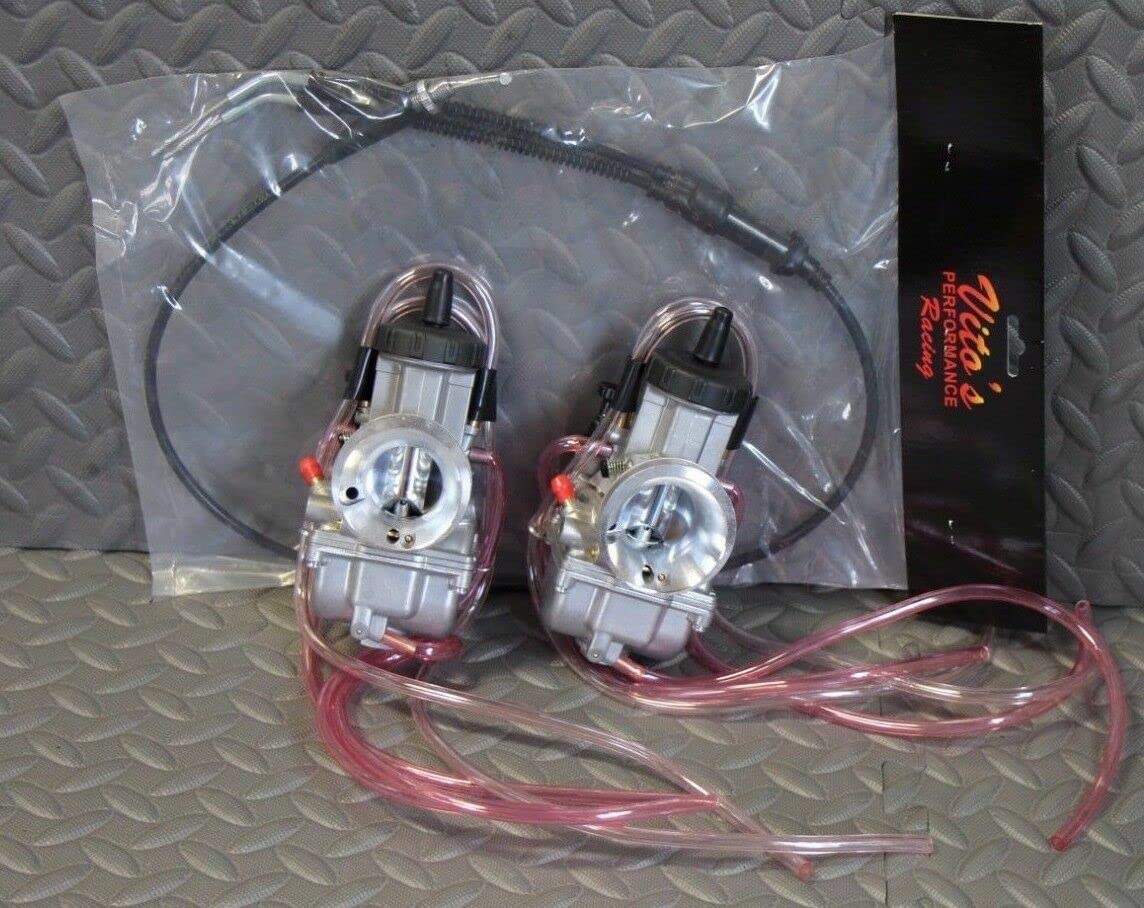 2 Pack 35mm Performance Carburetors with Thumb Throttle Cable - Compatible with Yamaha Banshee 350 - High Flow Aftermarket Carbs for ATV & Dirt Bike Racing Upgrades