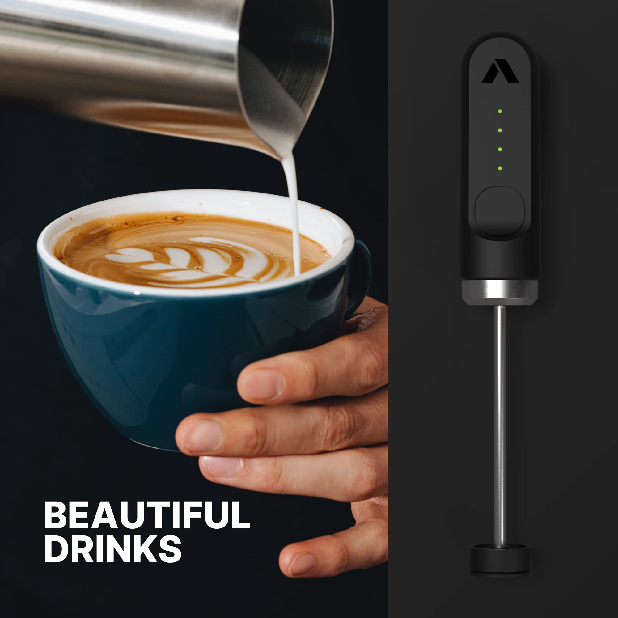 Subminimal NanoFoamer Lithium Performance Milk Frother | USB-C Rechargeable, IPX4 Waterproof, Dual-Speed, Stainless Steel | Create Barista-Style Microfoam in 30 Seconds | Perfect for Lattes, Cappuccinos & Hot Chocolate at Home
