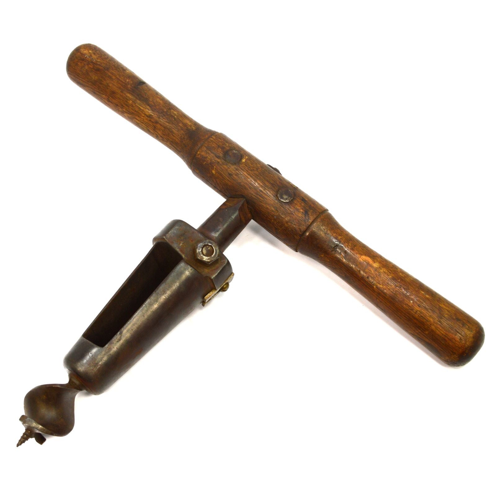 Vintage Bung Hole Drill with T-Handle - Antique Wine & Whiskey Barrel Auger Tool - Perfect for Home Brewing, Barrel Repair & Primitive Woodworking Projects