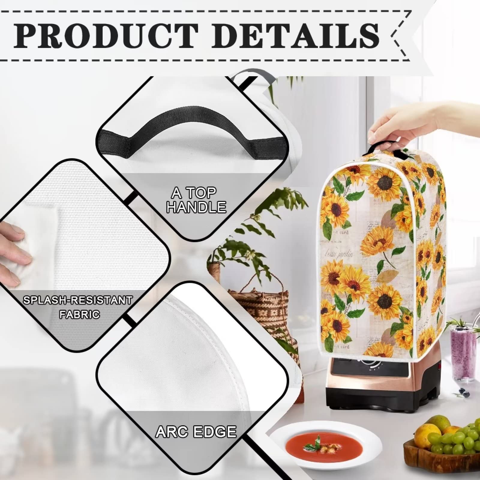 BYCHECAR Sunflower Dust Cover for Stand Mixer or Coffee Machine - Kitchen Appliance Protector for Home Use - Perfect for Baking, Cooking & Coffee Making