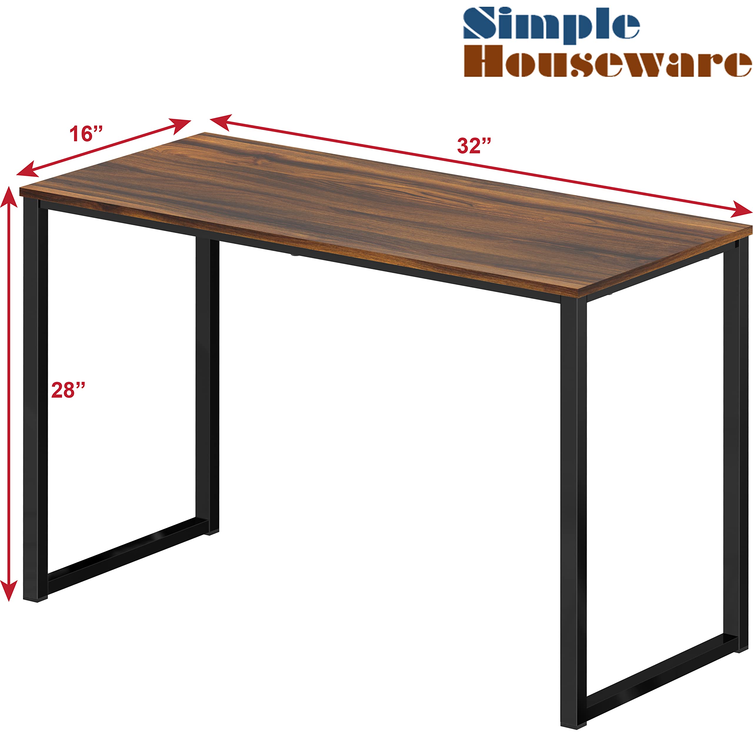 SHW Mission 32-Inch Home Office Computer Desk, Walnut Finish - Modern Writing Desk for Small Spaces, Perfect for Remote Work, Study & Gaming