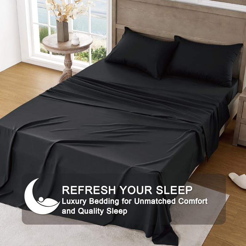 FreshCulture Queen Sheet Set - Ultra Soft Brushed Microfiber Bed Sheets for Queen Size Bed - Deep Pocket 16-18