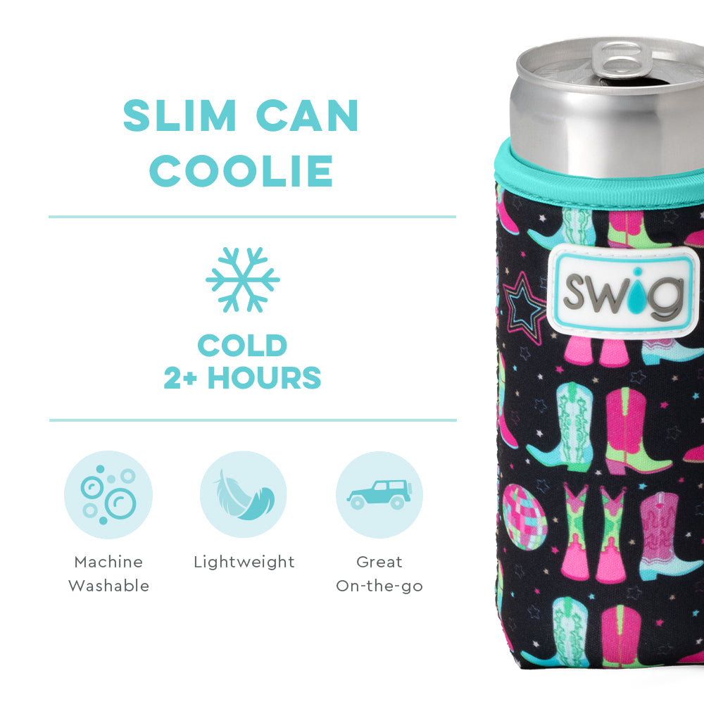Disco Cowgirl Slim Can Cooler - Insulated Beer Can Holder for 12oz Cans - Perfect for Parties, BBQs, and Country Music Festivals