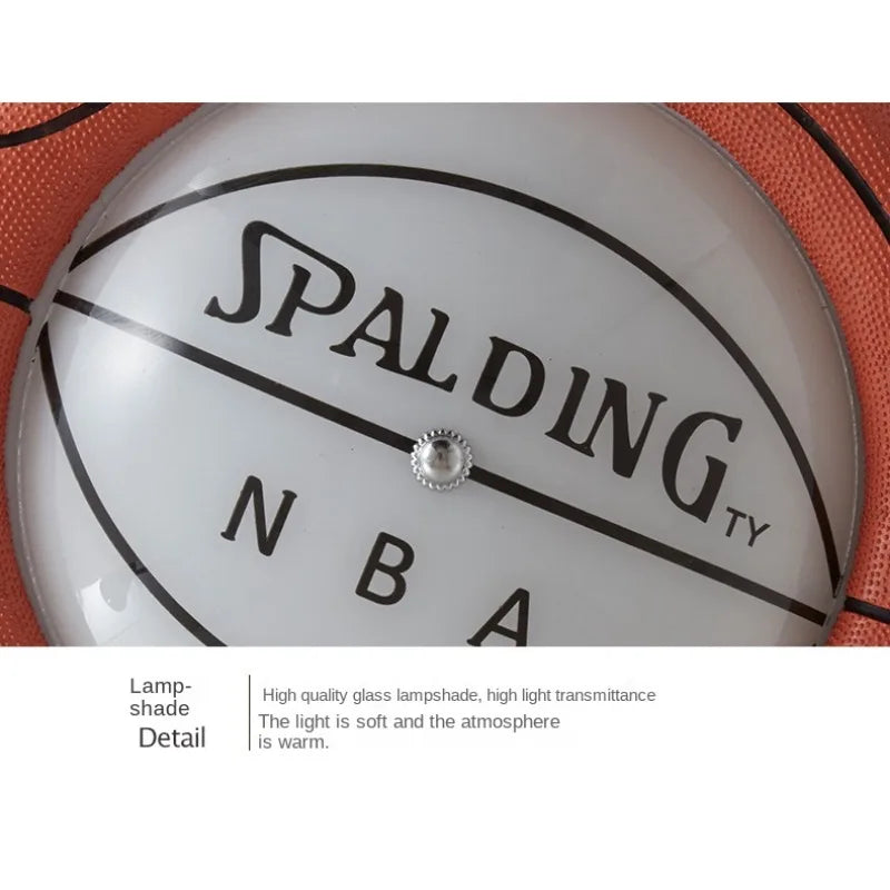 Spalding NBA Basketball Ceiling Light for Kids Room - LED Night Light for Boys Bedroom, Nursery Decor, Sports Fan Gift