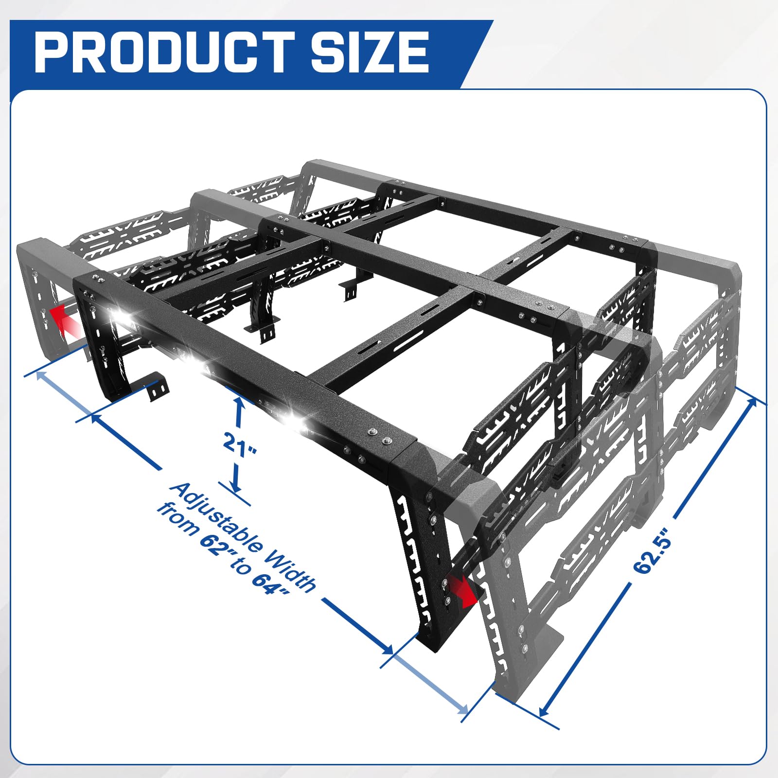 Heavy Duty Overland Truck Bed Rack for Full Size Pickups - 21
