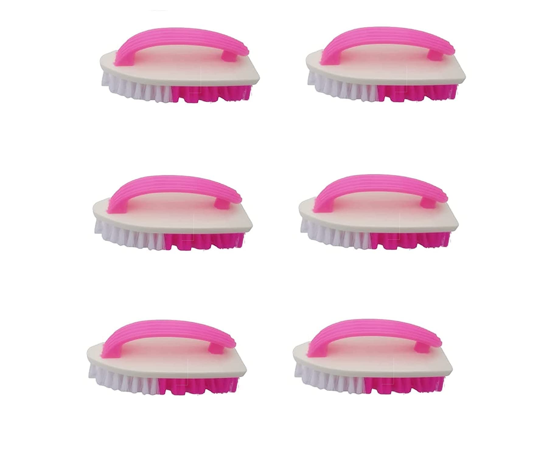 Premium Plastic Wet and Dry Brush Set - 6 Pack (Pink) | Ideal for Home Cleaning, Car Detailing & Pet Grooming