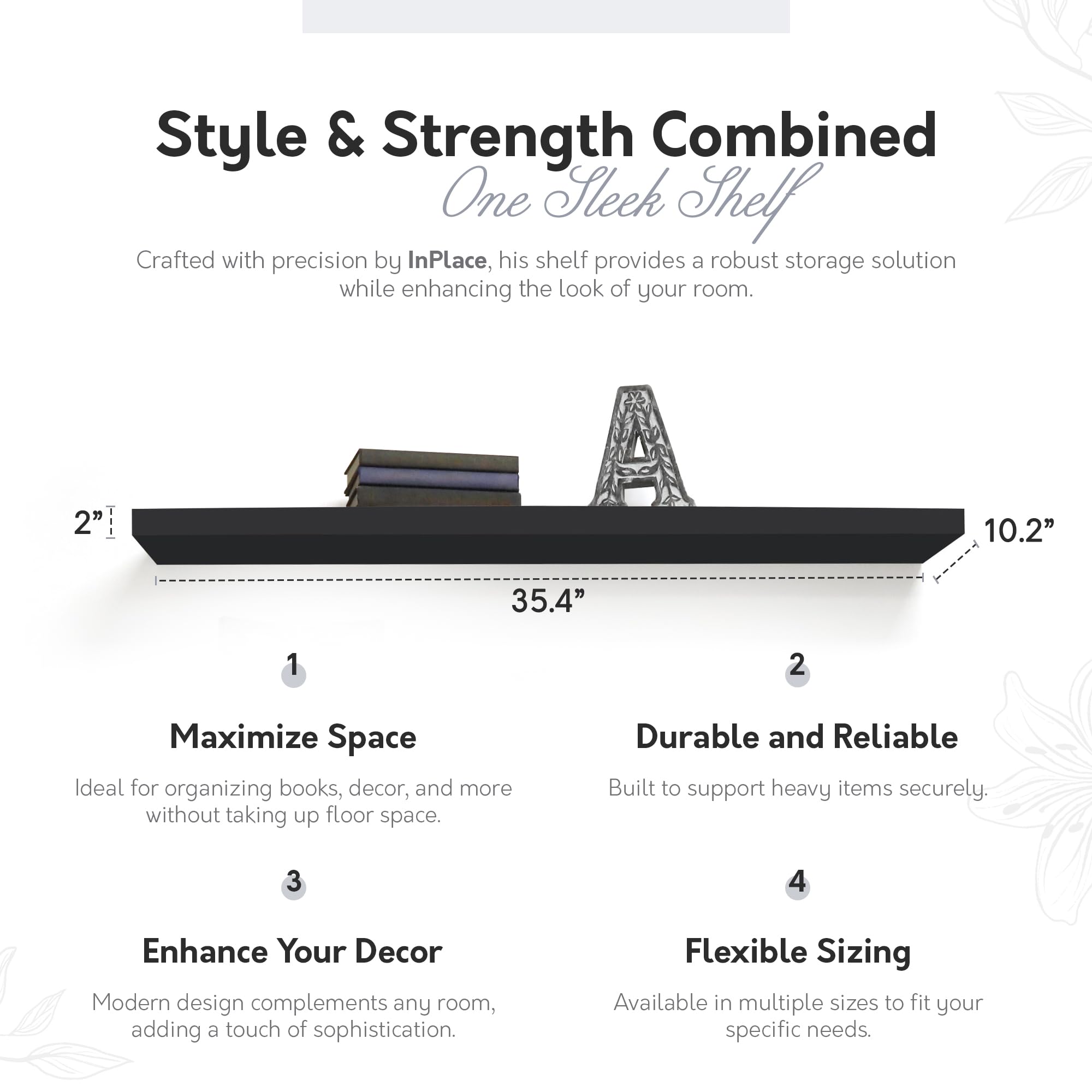 InPlace Floating Wall Shelf with Invisible Brackets - 10.2