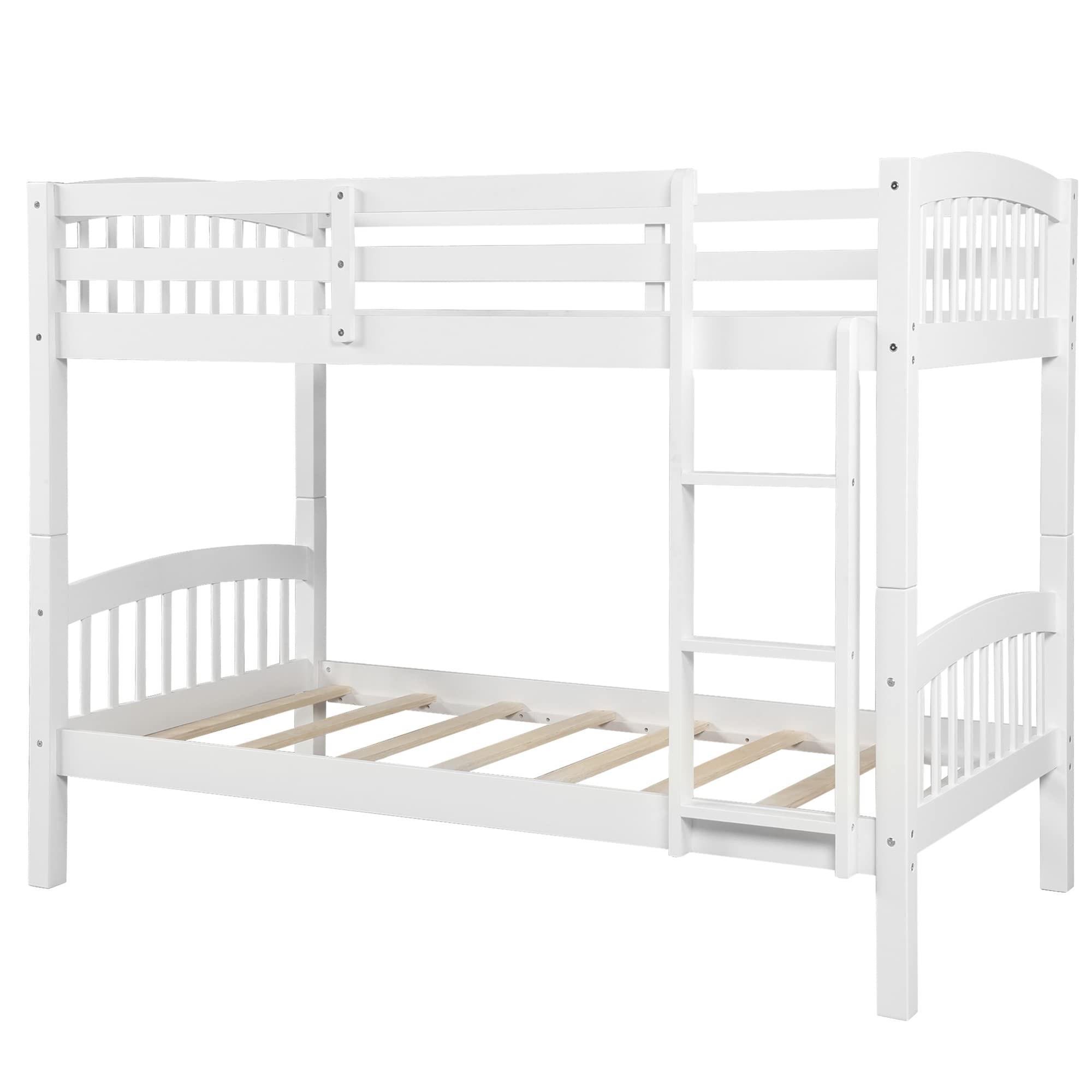 Solid Wood Twin Over Twin Bunk Bed Frame with Ladder for Kids & Teens | Space-Saving Kids' Bedroom Furniture for Siblings or Sleepovers