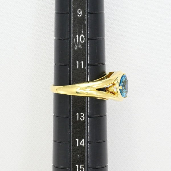 18K Yellow Gold Blue Topaz Diamond Ring for Women - Elegant Birthstone Jewelry Gift for Anniversary, Engagement & Special Occasions
