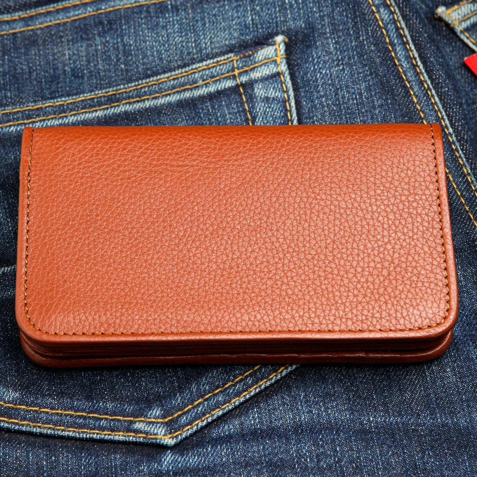 Genuine Cowhide Leather Biker Wallet for Men - Cognac Brown RFID Blocking Slim Bifold Wallet - Perfect for Motorcycle Riders & Everyday Carry