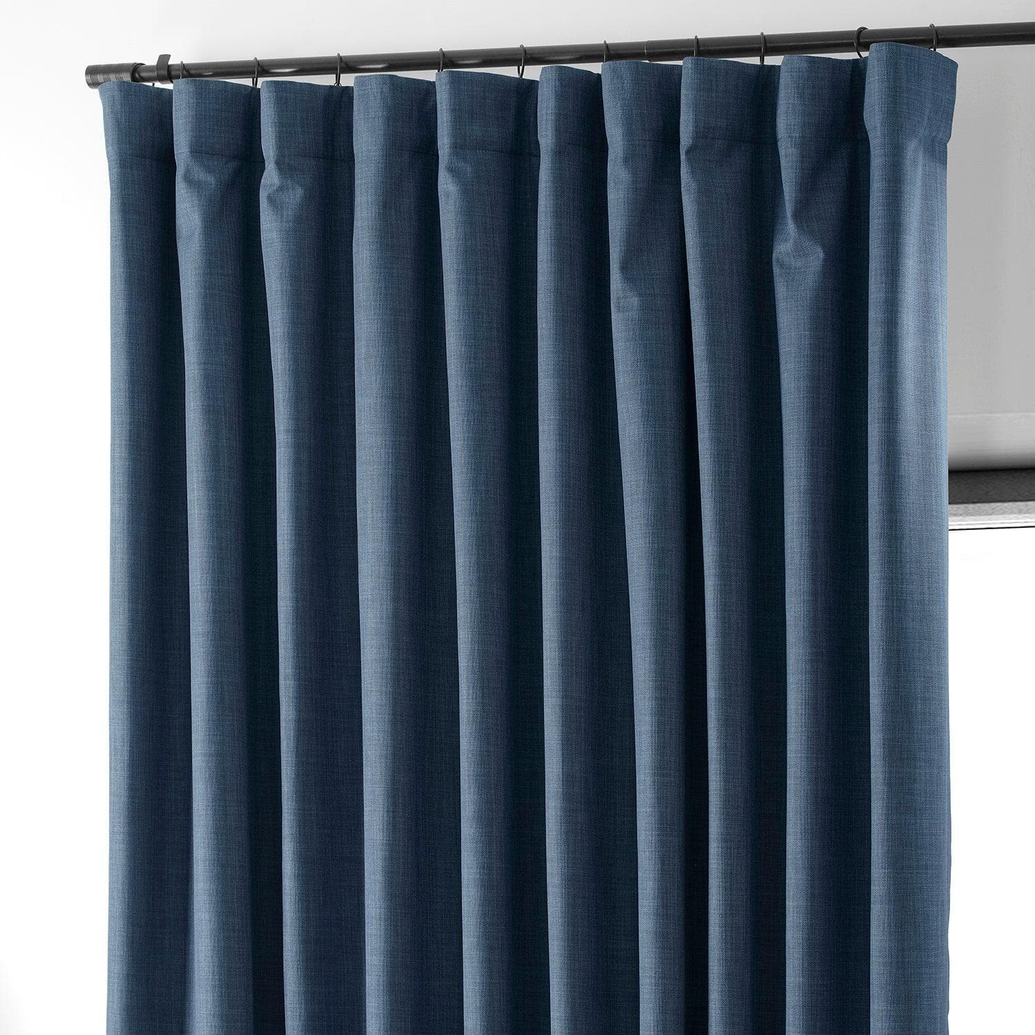 Premium Dark Blue Extra Wide Blackout Curtains - Thermal Insulated Linen Hotel Drapes for Bedroom, Living Room & Home Theater (90