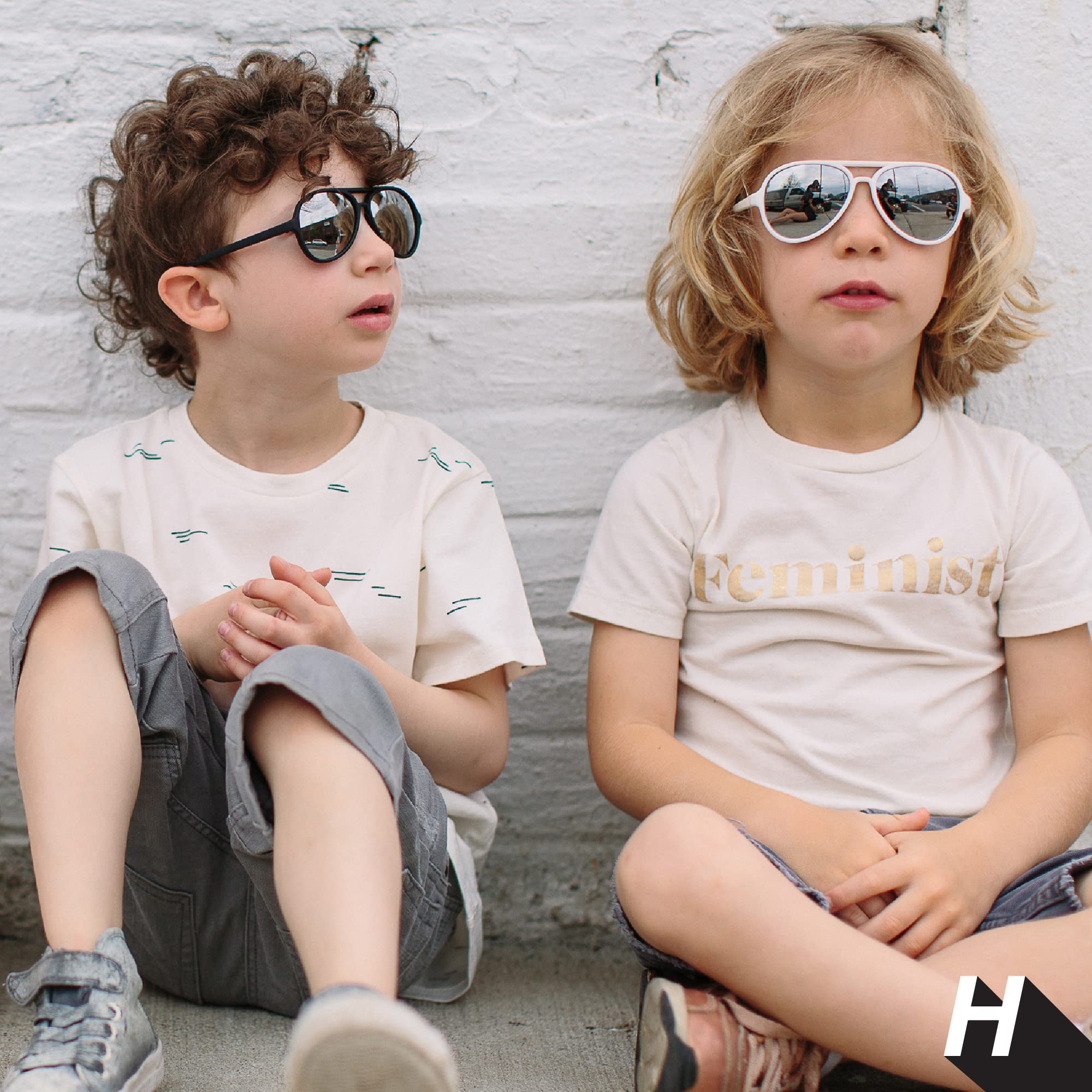 **Hipsterkid Aviator Sunglasses for Kids & Toddlers – Polarized, Shatter-Resistant Lenses with Stay-On Strap, 100% UV Protection – Perfect for Outdoor Play, Beach, and Christmas Gifts (Black, 3-6 Years)**