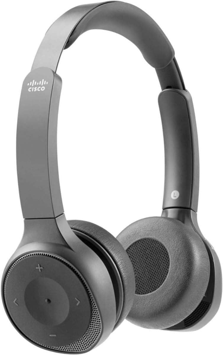 CISCO HS-WL-730 Wireless Bluetooth Headset - Dual On-Ear Headphones with Charging Stand, USB/3.5mm Cables & Travel Case - Carbon Black (1-Year Warranty) - Perfect for Office Calls, Remote Work & Video Conferencing
