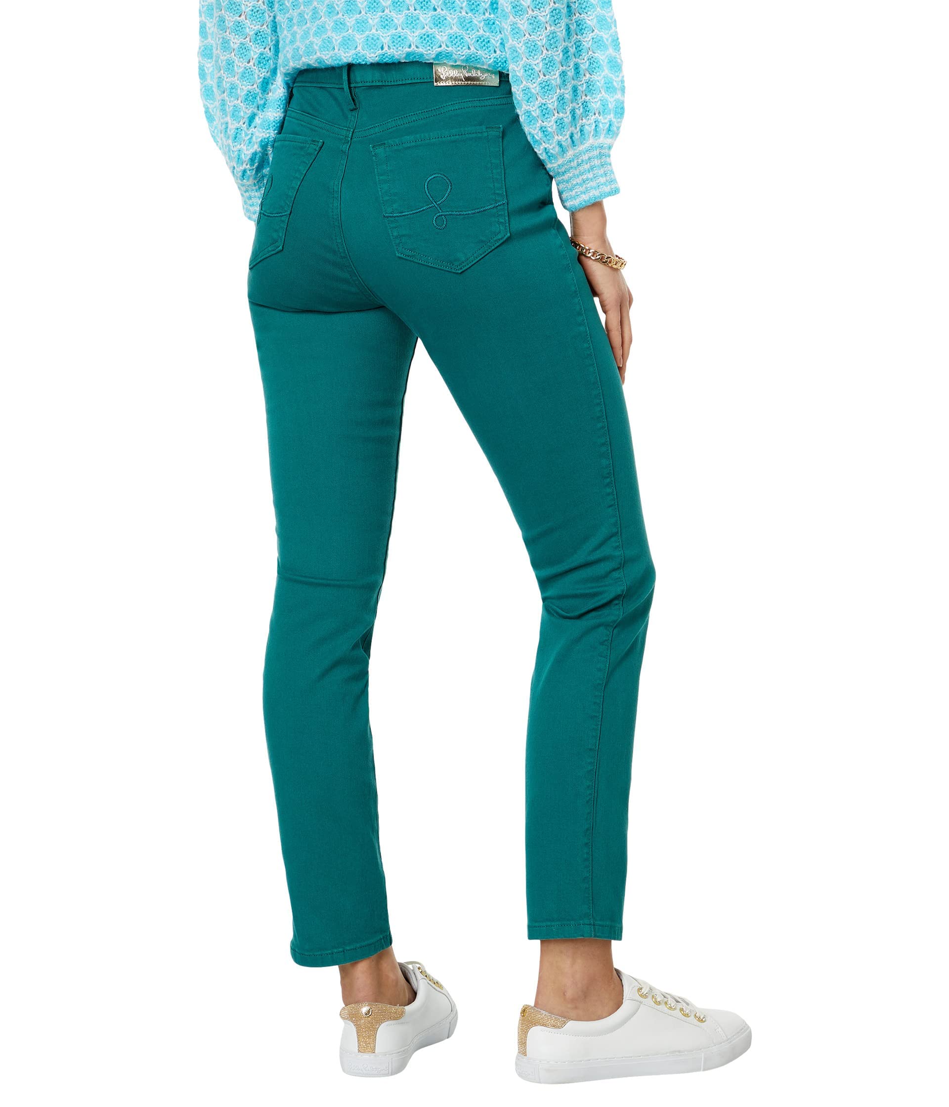 Lilly Pulitzer South Ocean High-Rise Skinny Pants for Women - Hosta Green | Stretchy Comfort Fit | Perfect for Work, Travel & Casual Outings