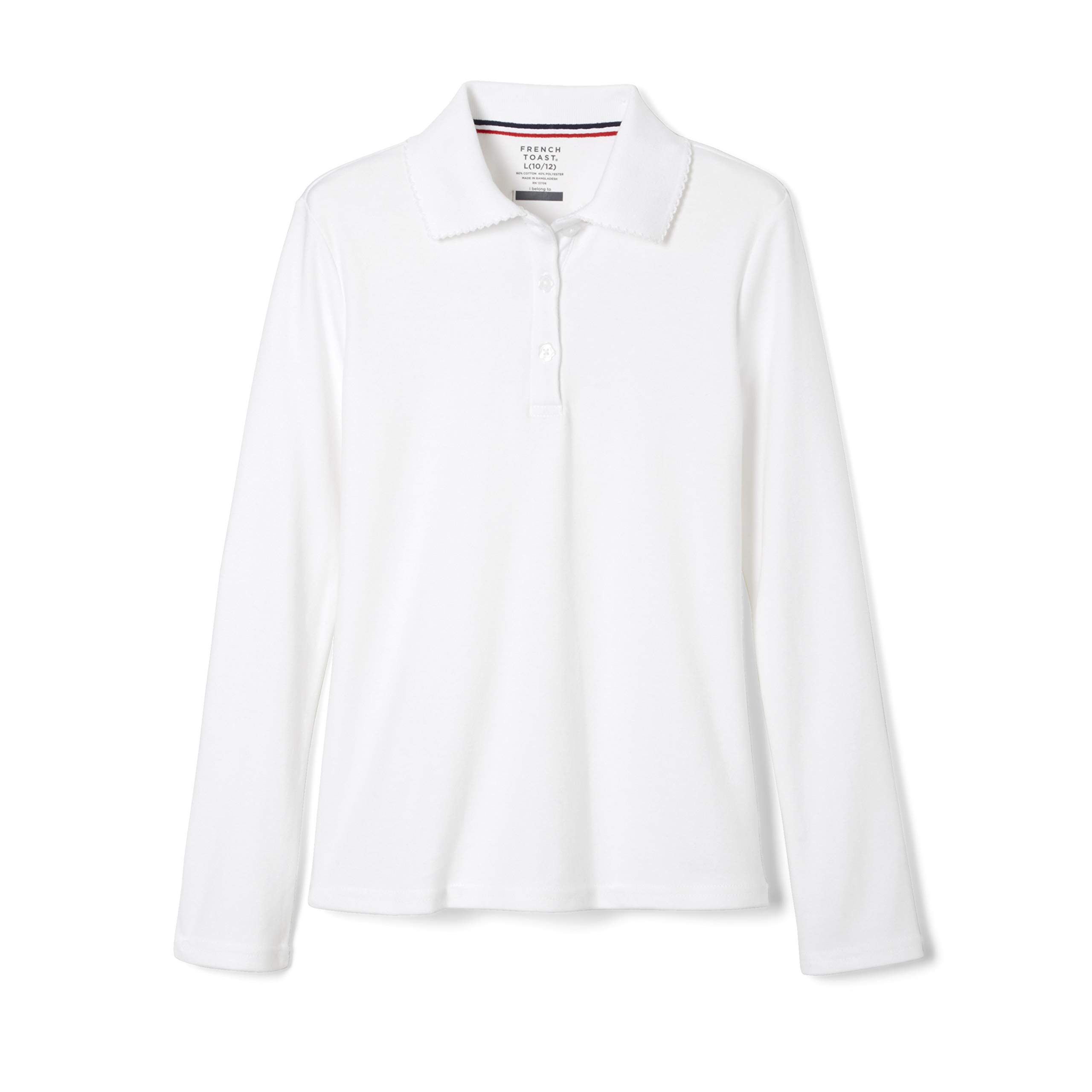 French Toast Girls' Long Sleeve Polo Shirt with Picot Collar - School Uniform Top for Girls (Standard & Plus Sizes) | Perfect for School Days, Field Trips & Special Occasions