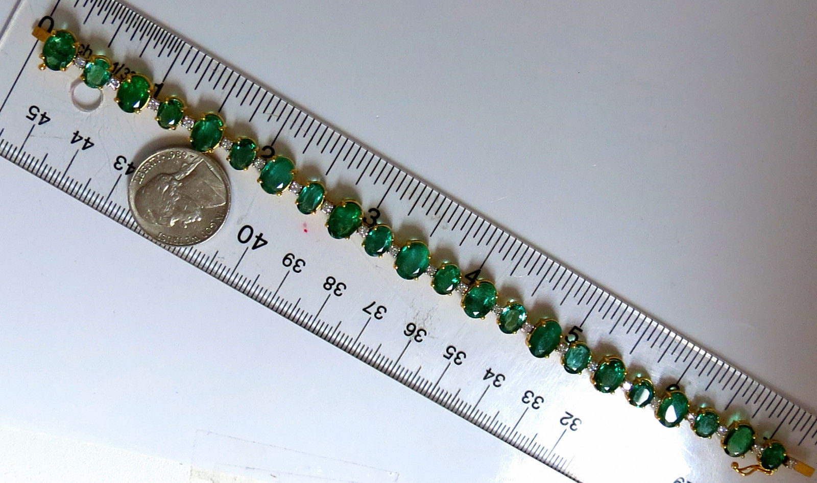 22.86ct Natural Bright Green Emerald & Diamond Tennis Bracelet in 14K Gold - Perfect for Weddings, Parties & Special Occasions