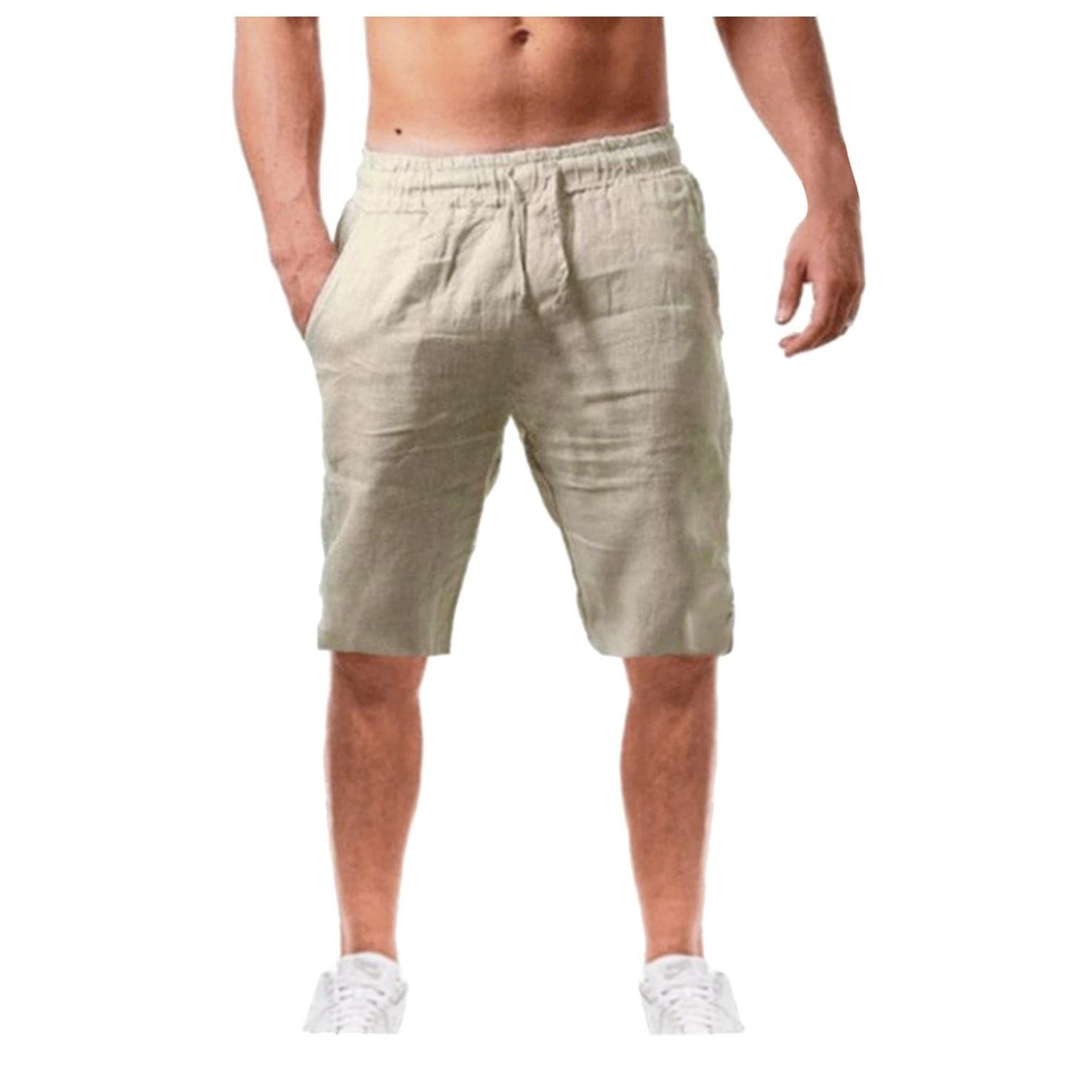 Men's Gym Shorts - Athletic Workout Shorts with 7 Inch Inseam, Elastic Waist & Drawstring - Classic Fit Linen Casual Shorts for Running, Training & Everyday Wear