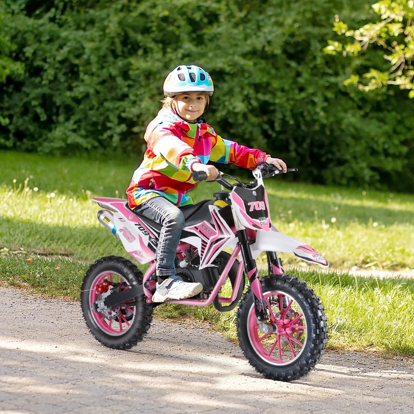 **49cc Gas Powered Mini Dirt Bike for Adults & Kids - Off-Road Motorcycle with Front & Rear Disc Brakes, Max Speed 30KM/H - Perfect for Trail Riding, Backyard Fun & Off-Road Adventures**