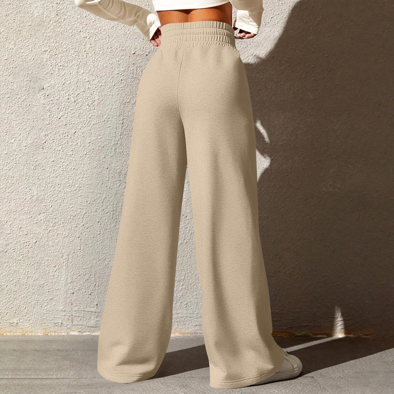 Women's Wide Leg Sweatpants - Winter Baggy Straight Leg Lounge Pants with Pockets, Plus Size Drawstring Flare Joggers for Casual Wear, Yoga & Home Comfort