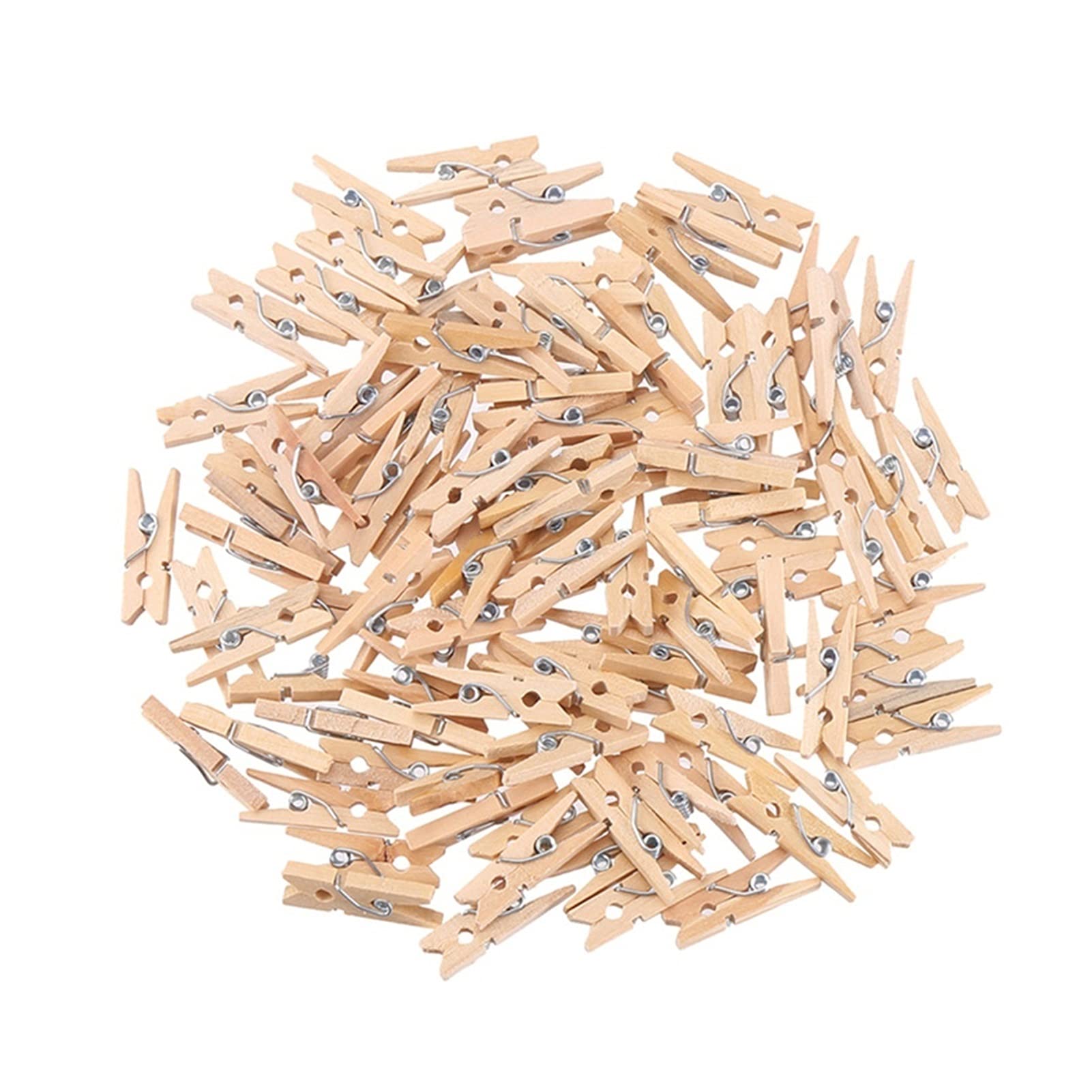 A+TTXH+L 50/100 PCS Natural Wooden Clothes Pegs - 25mm Mini Wooden Clips for Photo Display, DIY Crafts, Wedding Decor & Laundry Drying (Brown, 50 PCS) - Perfect for Home Organization, Scrapbooking & Party Decorations