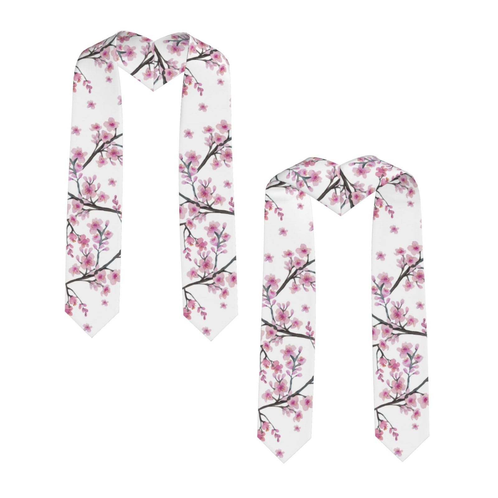 2024 Graduation Stole - Elegant Pink & White Cherry Blossom Design, 72 Inch Graduation Sash for Class of 2024, Perfect for Graduation Ceremonies, Photo Shoots & Keepsake Memories