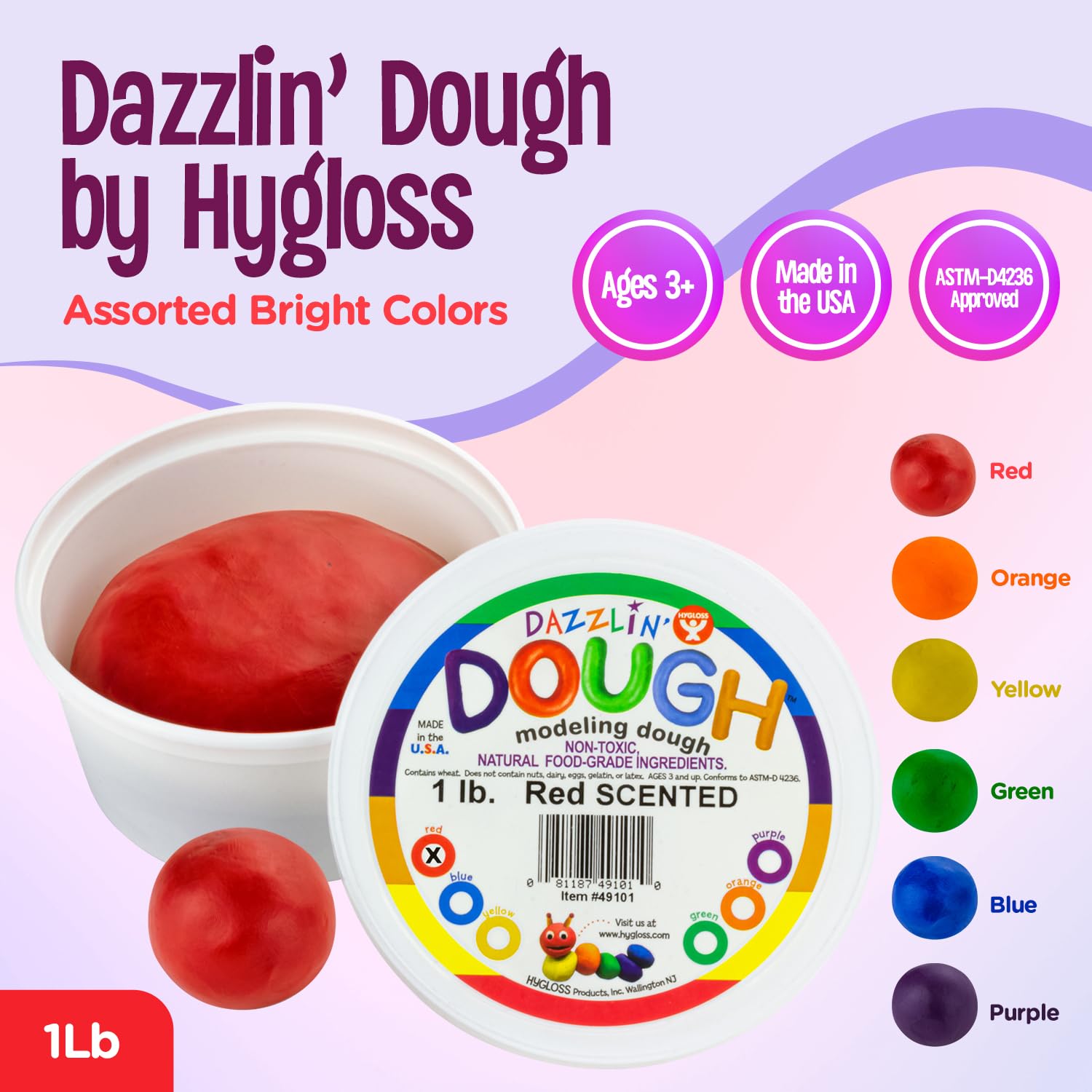 Hygloss 1lb Scented Play Modeling Dough - Non-Toxic & Safe for Kids Arts & Crafts - Easter Basket Stuffer, Party Favors & Classroom Supplies (Red) - Perfect for Creative Play, Sensory Activities & Holiday Gifting