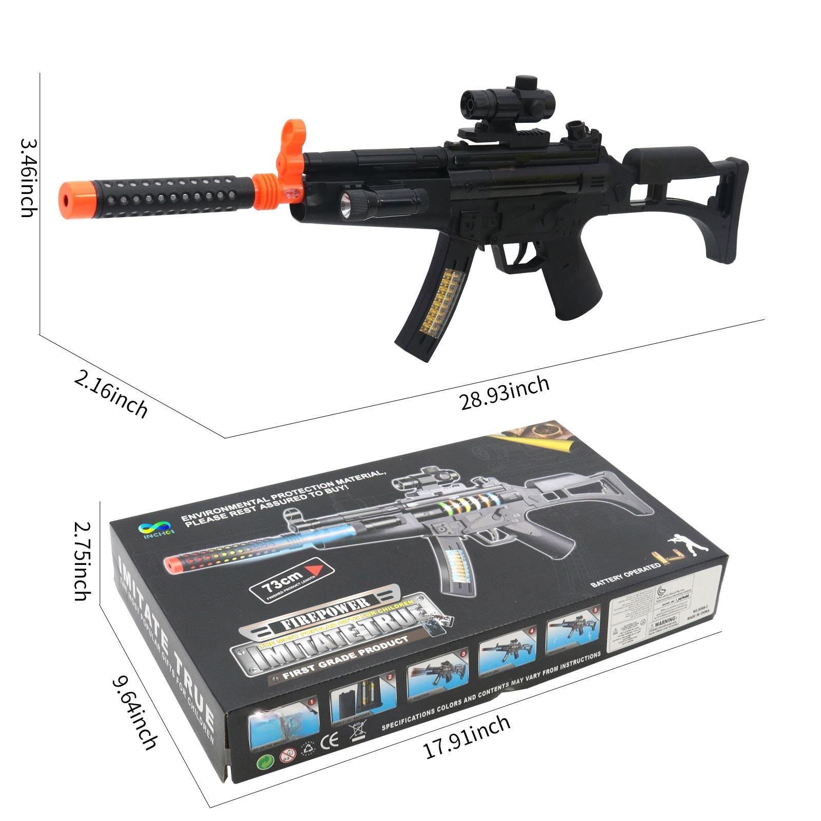 MP5 Lights and Sounds Toy Gun - Battery Operated with Realistic Sound Effects, Flashing Lights & Vibration - Best Gift for Boys & Kids - Perfect for Role Play, Outdoor Games & Birthday Presents