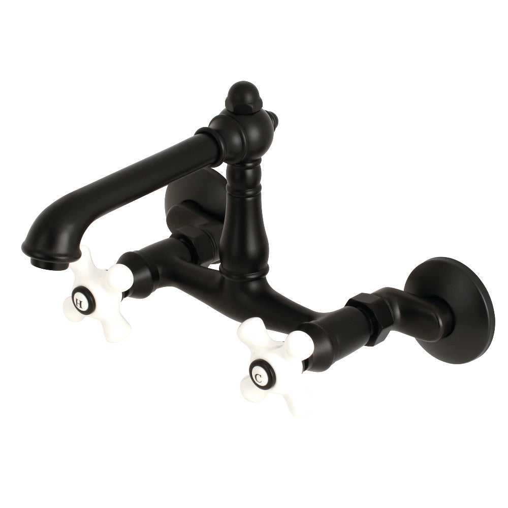 Kingston Brass English Country 6-Inch Adjustable Wall Mount Kitchen Faucet - Perfect for Farmhouse, Cottage & Vintage Style Kitchens
