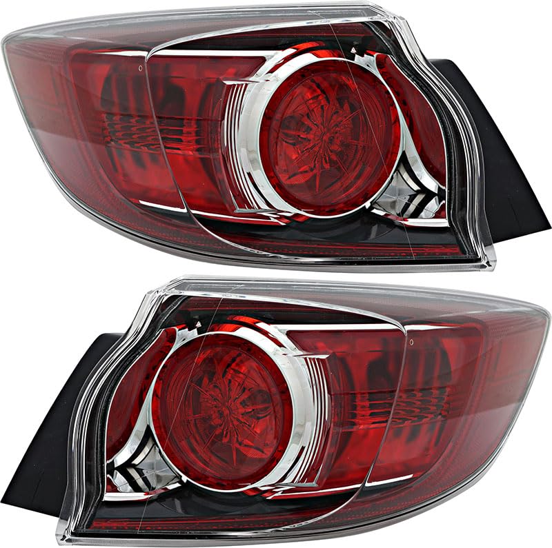 Compatible LED Tail Lights Lamps Set for Mazda 3 Hatchback 2010-2013 - Driver & Passenger Side Replacement - Enhance Visibility & Style for Night Driving & Car Customization