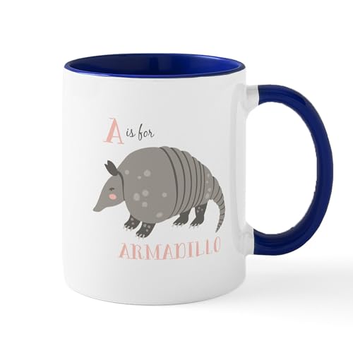 White/Navy Inside - A Is For Armadillo Mugs