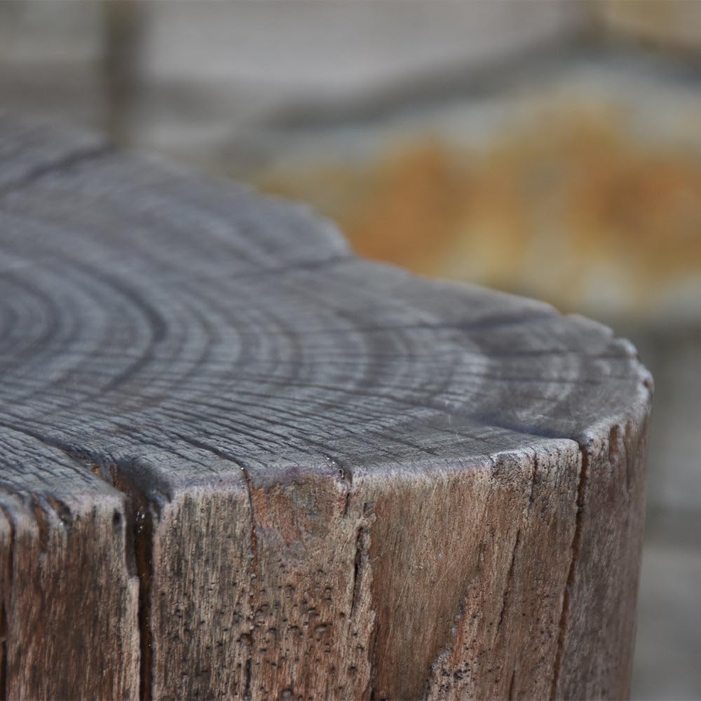 Elementi Warren Redwood Outdoor Fire Pit Seating - 18 Inch Concrete Backyard Chair for Patio, Garden & Poolside - Durable Firepit Accessories & Weather-Resistant Patio Furniture