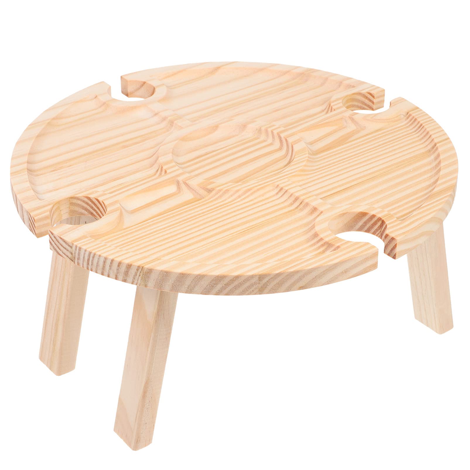 Portable Folding Wooden Picnic Table with Serving Plates - Outdoor Dining & Wine Party